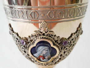 Solid silver gilt antique French Gothic Chalice.